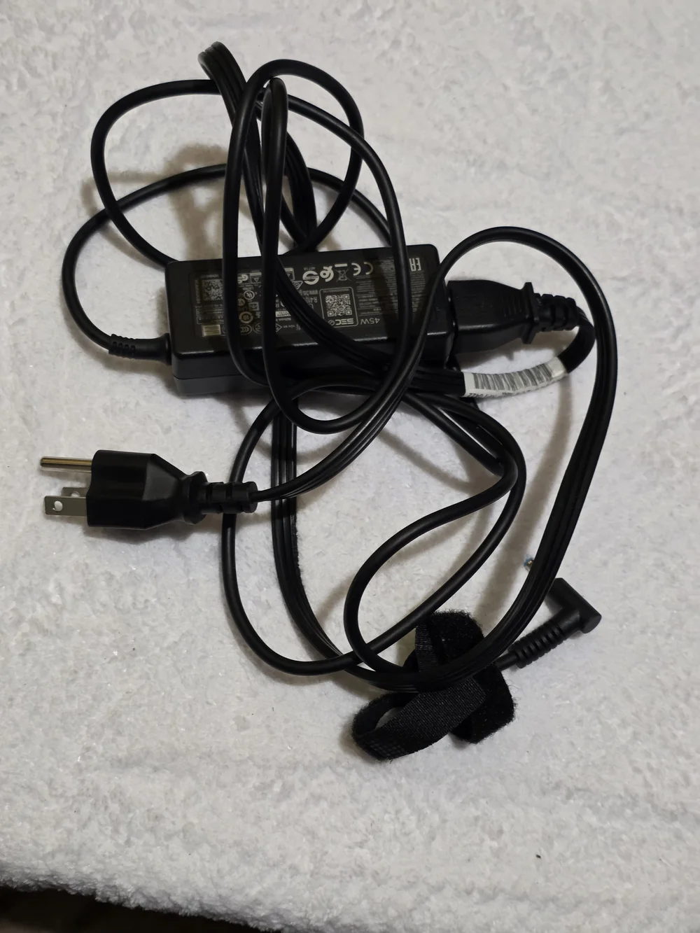 HP Black 45W Laptop AC Adapter with Attached Cable